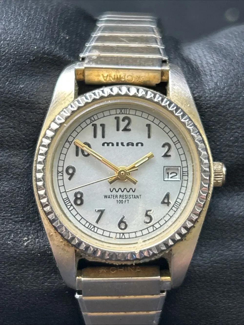 Milan Two Tone Women’s Stretch Band Quartz Watch